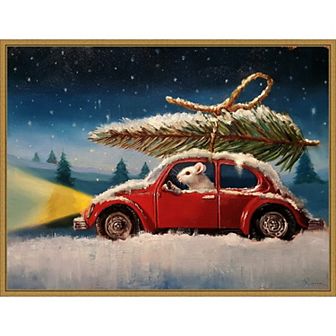 Amanti Art Mouse with Christmas Tree Framed Canvas Wall Art