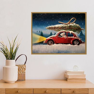 Amanti Art Mouse with Christmas Tree Framed Canvas Wall Art