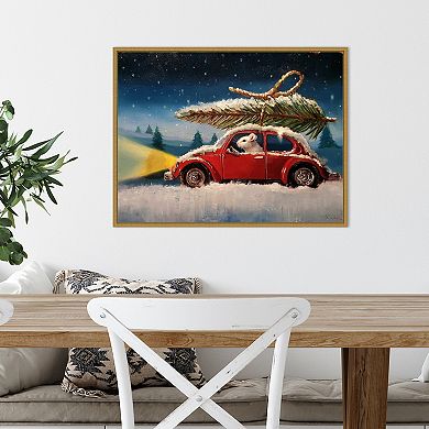 Amanti Art Mouse with Christmas Tree Framed Canvas Wall Art