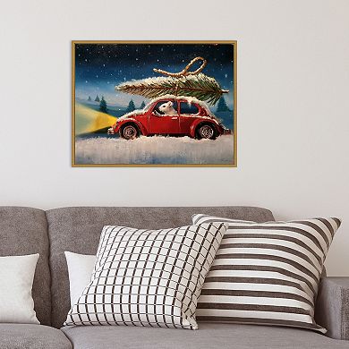 Amanti Art Mouse with Christmas Tree Framed Canvas Wall Art
