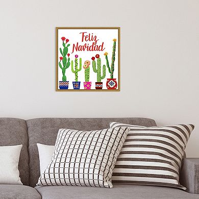 Amanti Art Navidad Tropical I Christmas Cactus Framed Canvas Wall Art