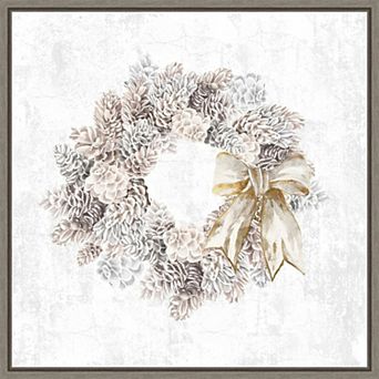 Amanti Art Pinecone Wreath Framed Canvas Wall Art
