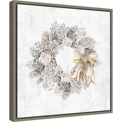 Amanti Art Pinecone Wreath Framed Canvas Wall Art