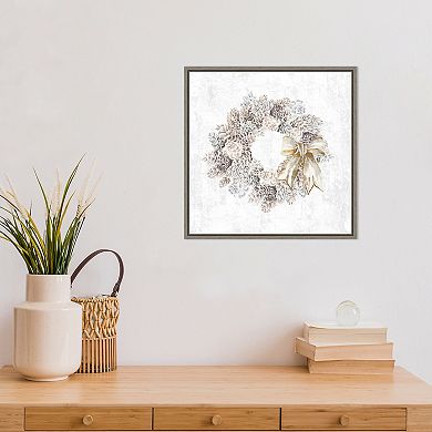 Amanti Art Pinecone Wreath Framed Canvas Wall Art