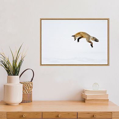 Amanti Art Red Fox in Snow Framed Canvas Wall Art