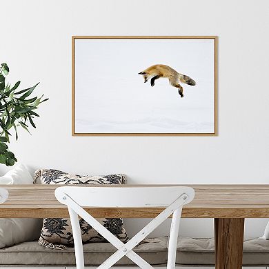 Amanti Art Red Fox in Snow Framed Canvas Wall Art