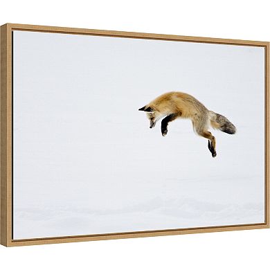 Amanti Art Red Fox in Snow Framed Canvas Wall Art