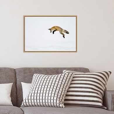 Amanti Art Red Fox in Snow Framed Canvas Wall Art