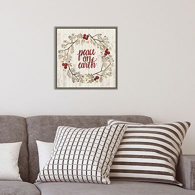 Amanti Art Rustic Christmas Wreath V Framed Canvas Wall Art