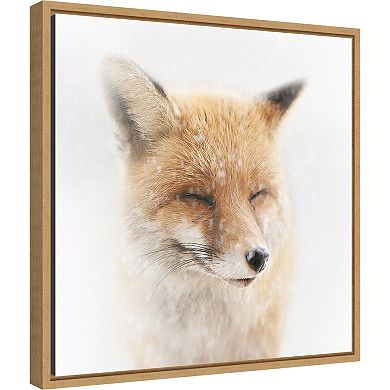 Amanti Art Satisfied Fox Framed Canvas Wall Art