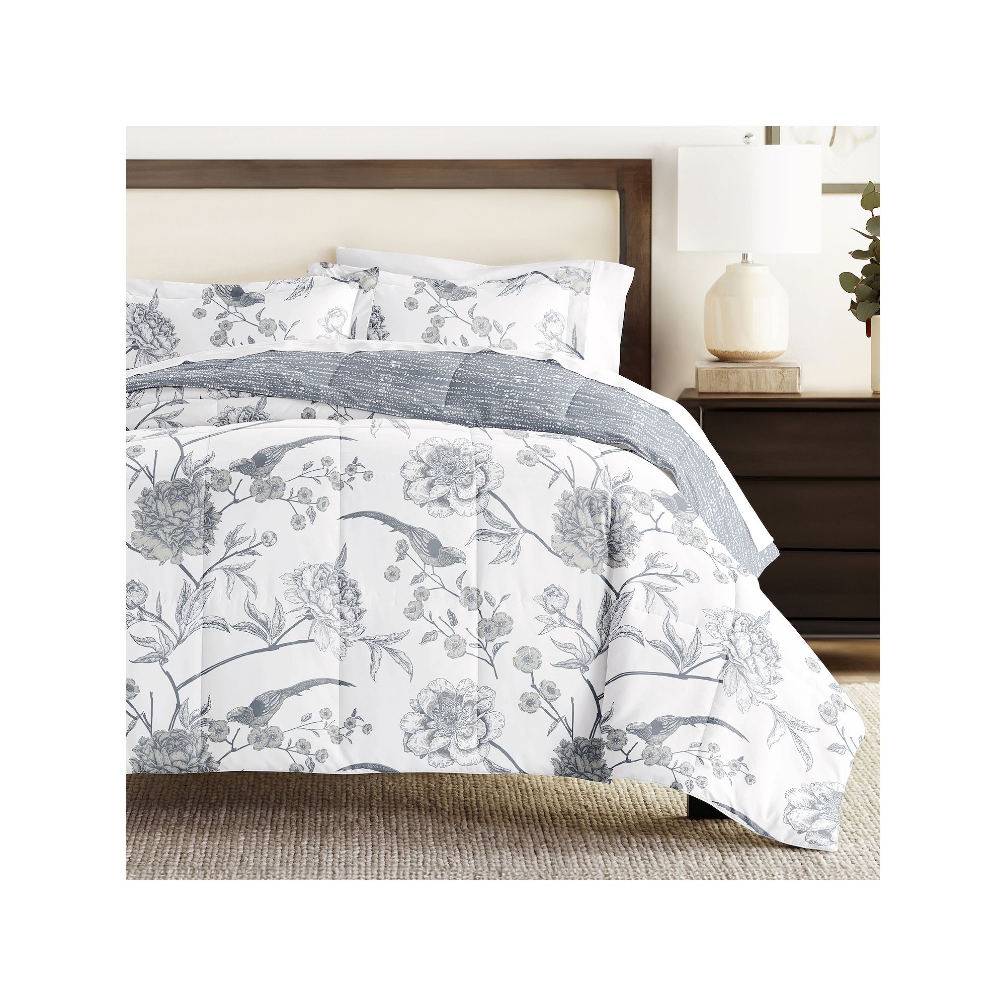 Home Collection Molly Botanicals Reversible Comforter Set, Blue