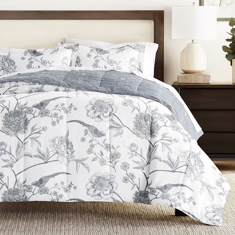 Home Collection Molly Botanicals Reversible Comforter Set, Blue, King