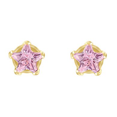 Kids' 14k Gold 3 mm Cubic Zirconia Star Stud Earrings