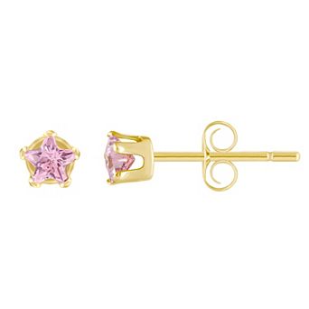 Celebration Gems Kids' 14k Gold 3 mm Cubic Zirconia Star Stud Earrings