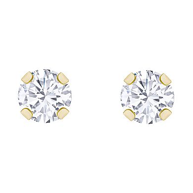 Kids' 14k Gold 3 mm Cubic Zirconia Stud Earrings