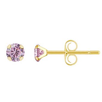 Celebration Gems Kids' 14k Gold 3 mm Cubic Zirconia Stud Earrings