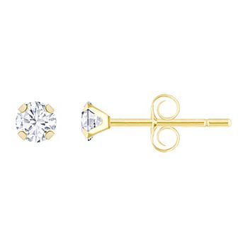 Celebration Gems Kids' 14k Gold 3 mm Cubic Zirconia Stud Earrings