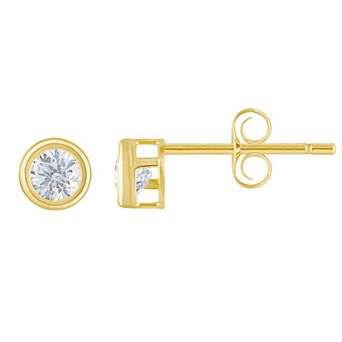 Celebration Gems Kids' 14k Gold 3 mm Cubic Zirconia Bezel Stud Earrings
