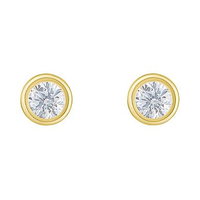 Celebration Gems Celebration Gems Kids' 14k Gold 3 mm Cubic Zirconia Bezel Stud Earrings