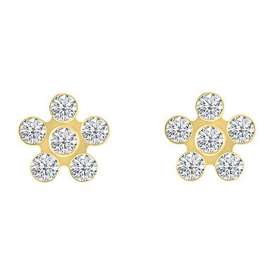 Celebration Gems Celebration Gems Kids' 14k Gold Cubic Zirconia Stud Flower Earrings