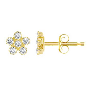 Celebration Gems Kids' 14k Gold Cubic Zirconia Star Stud Earrings
