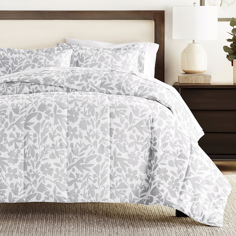 Home Collection Abstract Garden Patterned Comforter Set, Grey, King