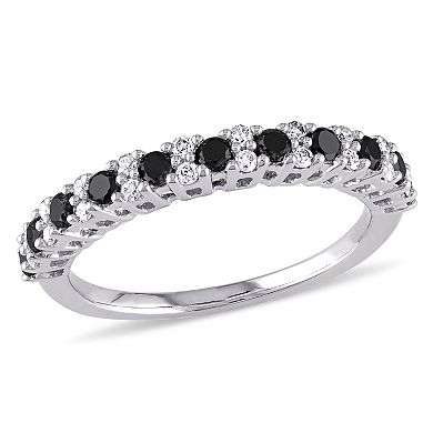 Stella Grace 10k White Gold 1/2 Carat T.W Black & White Diamond Anniversary Band Ring 