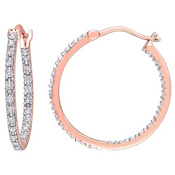 Stella Grace 10k Rose Gold 1/4 Carat T.W. Diamond Inside-Out Hoop Earrings