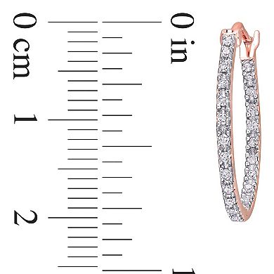 Stella Grace 10k Rose Gold 1/4 Carat T.W. Diamond Inside-Out Hoop Earrings