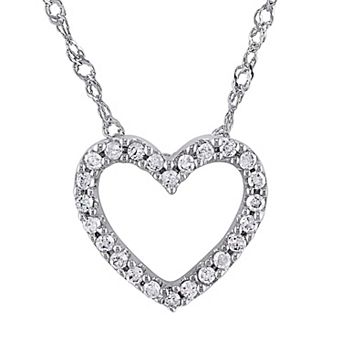 Stella Grace 14k White Gold 1/10 Carat T.W Diamond Heart Pendant Necklace