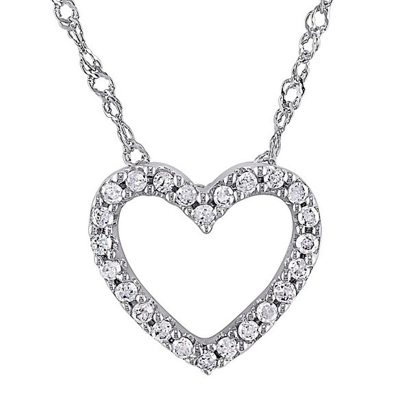 Stella Grace 14k White Gold 1/10 Carat T.W Diamond Heart Pendant Necklace