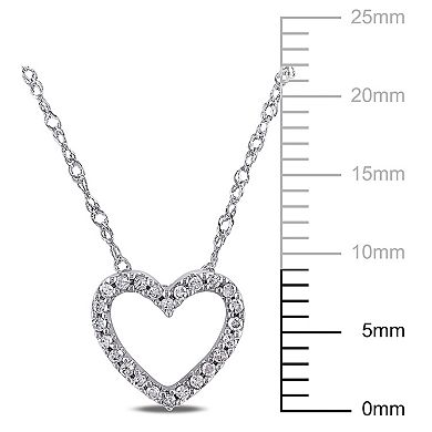 Stella Grace 14k White Gold 1/10 Carat T.W Diamond Heart Pendant Necklace