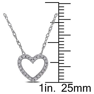 Stella Grace 14k White Gold 1/10 Carat T.W Diamond Heart Pendant Necklace