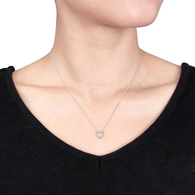 Stella Grace 14k White Gold 1/10 Carat T.W Diamond Heart Pendant Necklace