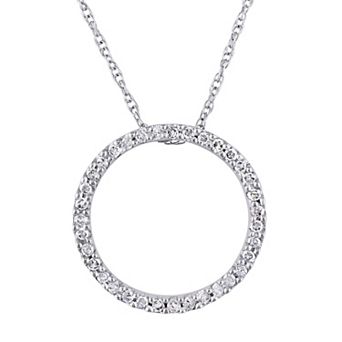 Stella Grace 10k White Gold 1/8 Carat T.W. Diamond Circle Pendant Necklace