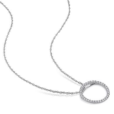Stella Grace 10k White Gold 1/8 Carat T.W. Diamond Circle Pendant Necklace