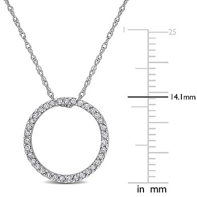 Stella Grace 10k White Gold 1/8 Carat T.W. Diamond Circle Pendant Necklace