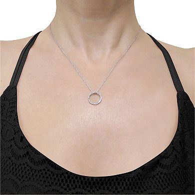 Stella Grace 10k White Gold 1/8 Carat T.W. Diamond Circle Pendant Necklace