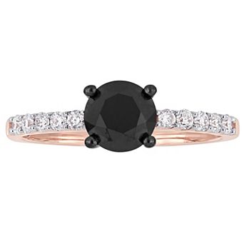 Stella Grace 14k Rose Gold 1 1/4 Carat T.W Black & White Diamond Engagement Ring