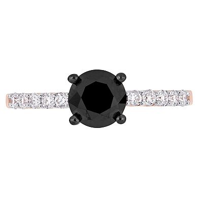Stella Grace 14k Rose Gold 1 1/4 Carat T.W Black & White Diamond Engagement Ring