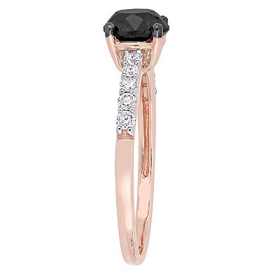 Stella Grace 14k Rose Gold 1 1/4 Carat T.W Black & White Diamond Engagement Ring