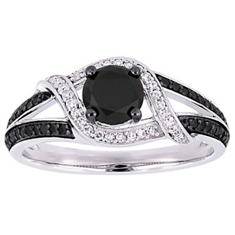 Stella Grace 10k White Gold 1 Carat T.W. Black & White Diamond Split Shank Engagement Ring