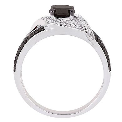 Stella Grace 10k White Gold 1 Carat T.W. Black & White Diamond Split Shank Engagement Ring