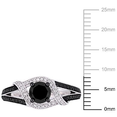 Stella Grace 10k White Gold 1 Carat T.W. Black & White Diamond Split Shank Engagement Ring