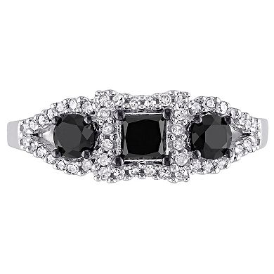 Stella Grace 10k White Gold 1 Carat Black & White Diamond Engagement Ring
