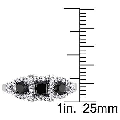 Stella Grace 10k White Gold 1 Carat Black & White Diamond Engagement Ring