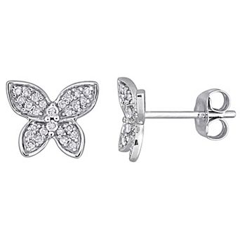Stella Grace 10k White Gold 1/5 Carat T.W Diamond Butterfly Stud Earrings
