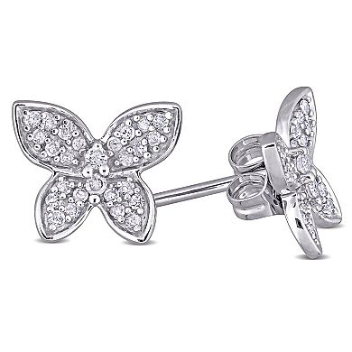 Stella Grace 10k White Gold 1/5 Carat T.W Diamond Butterfly Stud Earrings