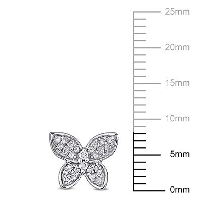 Stella Grace 10k White Gold 1/5 Carat T.W Diamond Butterfly Stud Earrings