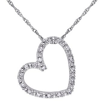 Stella Grace 10k White Gold 1/10 Carat T.W Diamond Heart Pendant Necklace